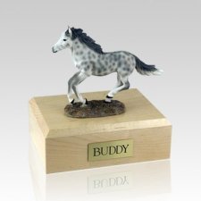 Dapple Gray Running Medium Horse Cremation Urn