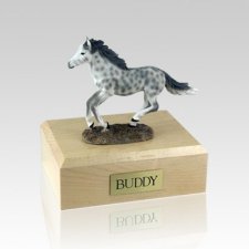 Dapple Gray Running Small Horse Cremation Urn