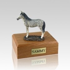 Dapple Gray Standing Small Horse Cremation Urn
