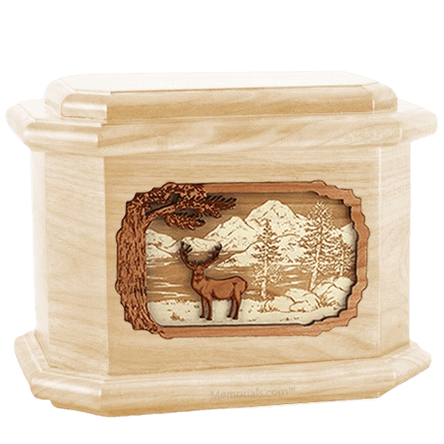 Deer Land Maple Octagon Cremation Urn