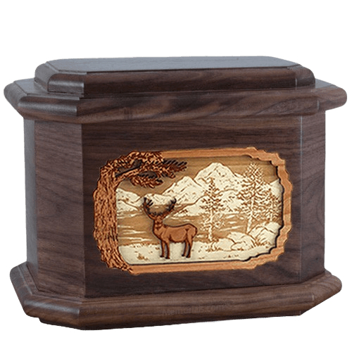 Deer Land Walnut Octagon Cremation Urn