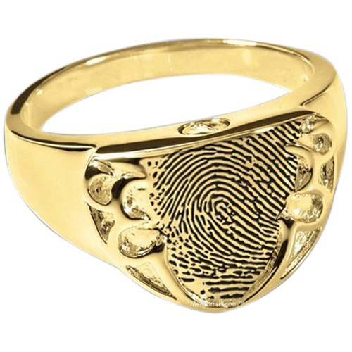 Defender 14k Gold Cremation Print Ring