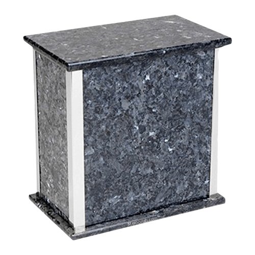 Designer Blue Pearl Granite Silver Cremation Urn