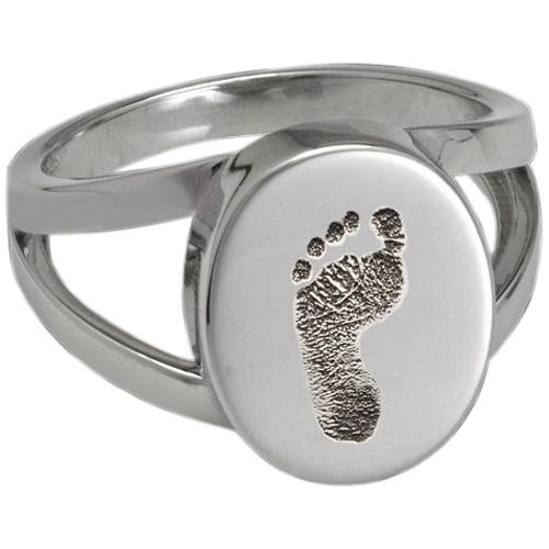 Dignity 14k White Gold Cremation Print Ring