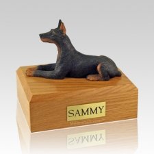 Doberman Black Laying X Large Dog Urn