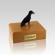 Doberman Black Small Dog Urn