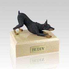 Doberman Black Stretching Medium Dog Urn