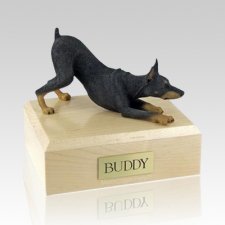 Doberman Black Stretching X Large Dog Urn