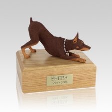 Doberman Red Stretching Medium Dog Urn