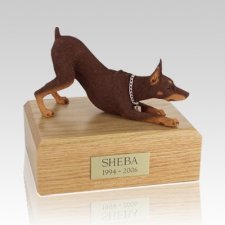 Doberman Red Stretching X Large Dog Urn