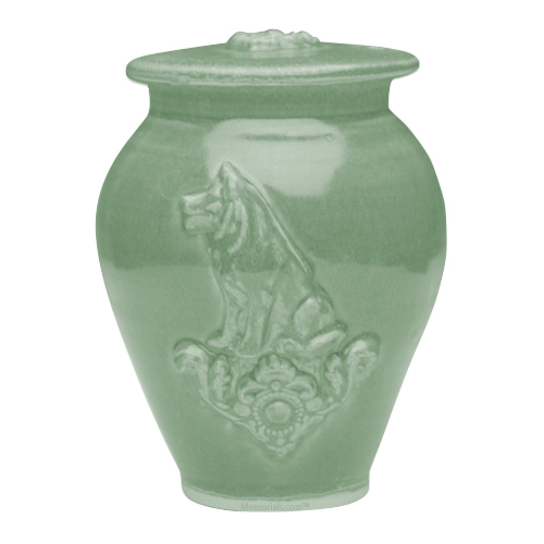 Dog Celadon Blue Ceramic Cremation Urn