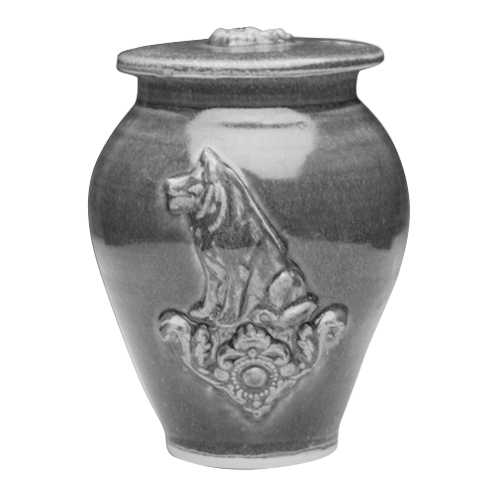 Dog Powder Blue Ceramic Cremation Urn