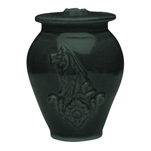 Dog Stoned Denim Ceramic Cremation Urn