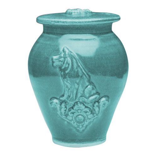 Dog Weathered Blue Ceramic Cremation Urn