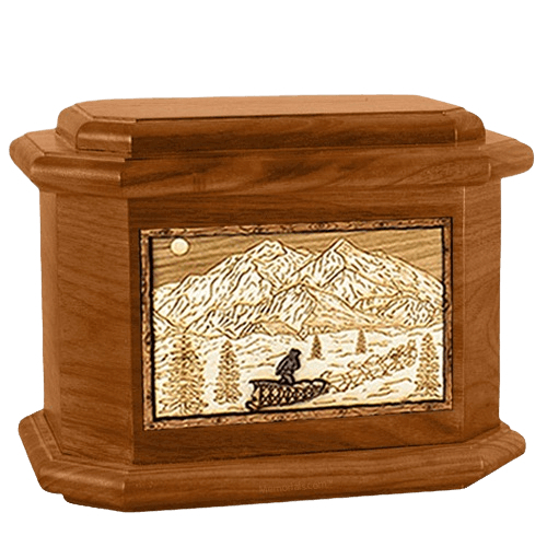 Dogsled Mahogany Octagon Cremation Urn