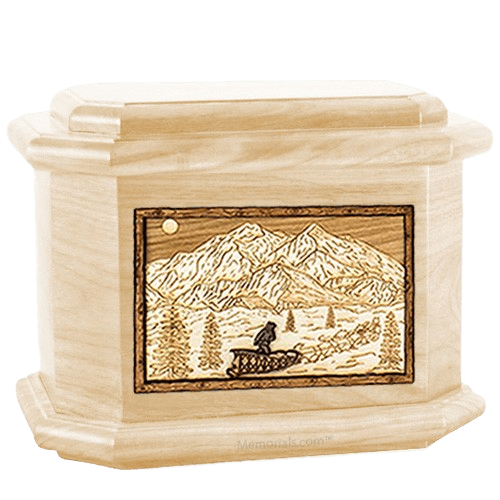 Dogsled Maple Octagon Cremation Urn