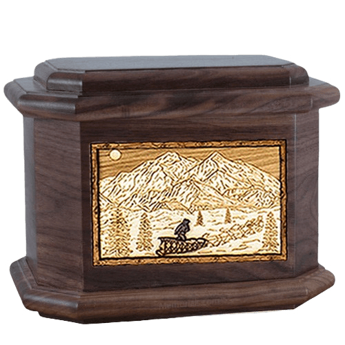 Dogsled Walnut Octagon Cremation Urn