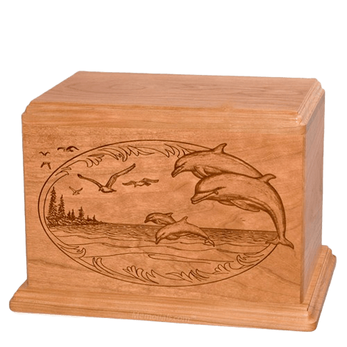 Dolphin Companion Cherry Wood Urn