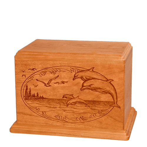 Dolphin Individual Mahogany Wood Urn