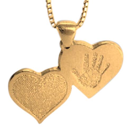 Double Heart Fingerprint Gold Keepsake