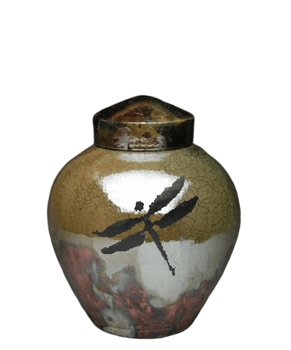 Dragonfly Raku Small Cremation Urn