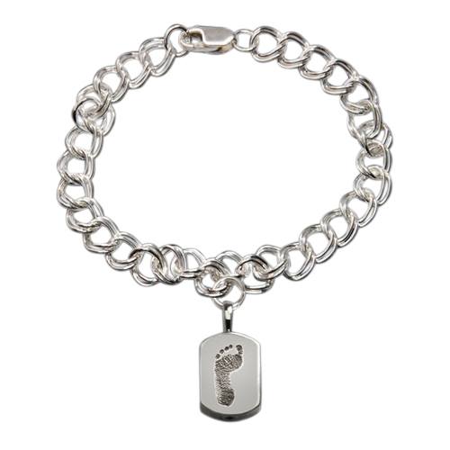 Elegant 14k White Gold Cremation Print Bracelet