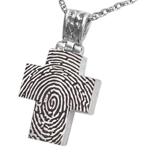 Elegant Cross Sterling Cremation Print Keepsake