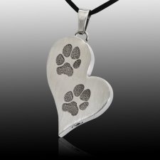 Elegant Heart Paw Stainless Print Cremation Keepsake