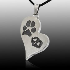 Elegant Heart Pet Stainless Prints Cremation Keepsake