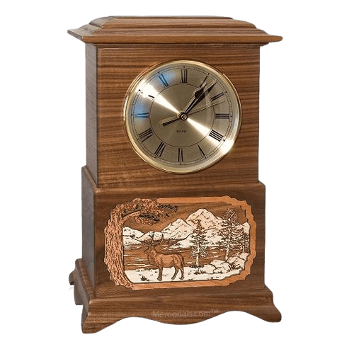 Elk Clock Walnut Cremation Urn
