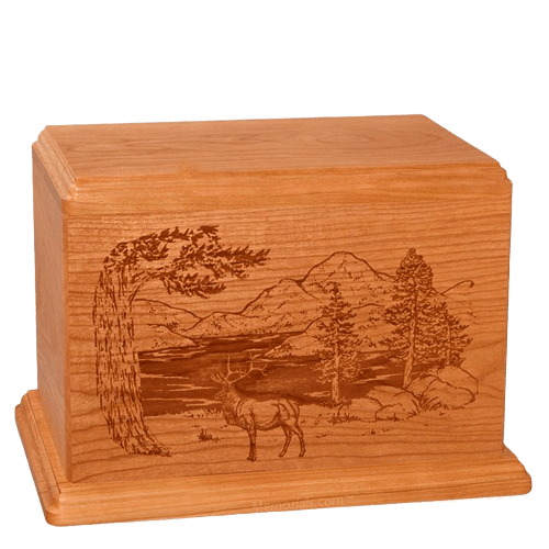 Elk Companion Mahogany Wood Urn