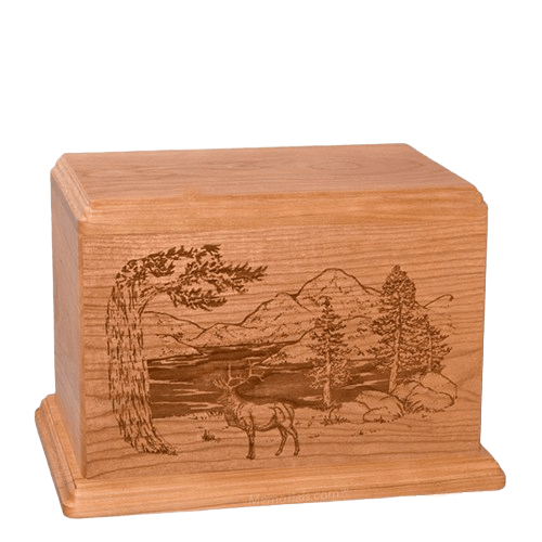 Elk Individual Cherry Wood Urn