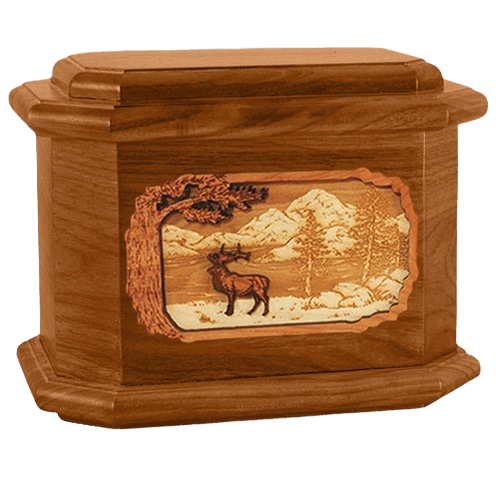 Elk Mahogany Octagon Cremation Urn