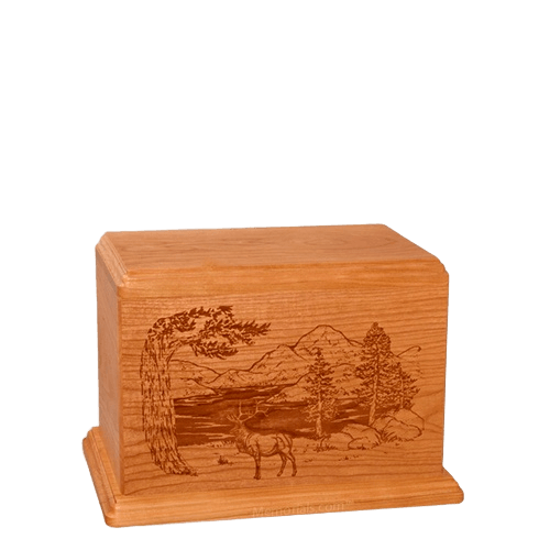 Elk Small Mahogany Wood Urn