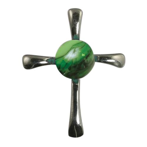 Emerald Cross Cremation Ash Pendant