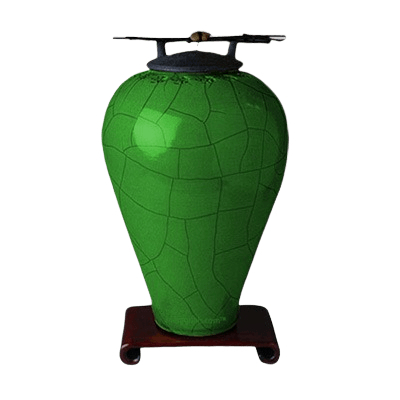 Raku Tall Emerald Cremation Urn