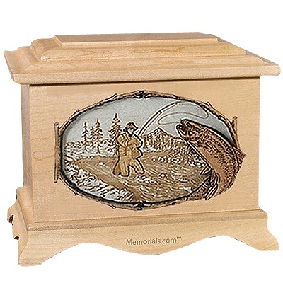 Fisherman Maple Cremation Urn for Two