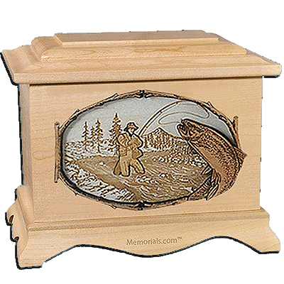Fisherman Maple Cremation Urn for Two