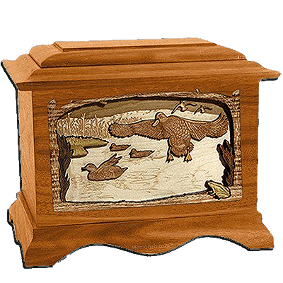 Flying Ducks Mahogany Cremation Urn For Two