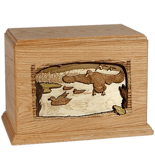 Flying Ducks Oak Companion Urn