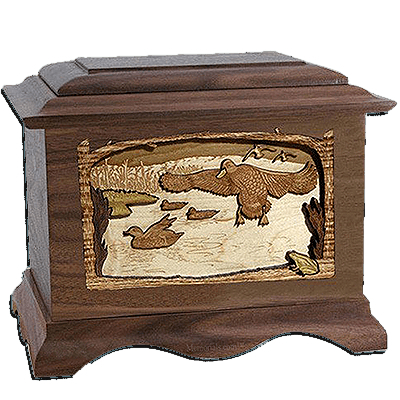 Flying Ducks Walnut Cremation Urn For Two