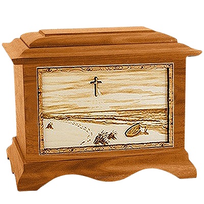 Footprints Mahogany Cremation Urn for Two