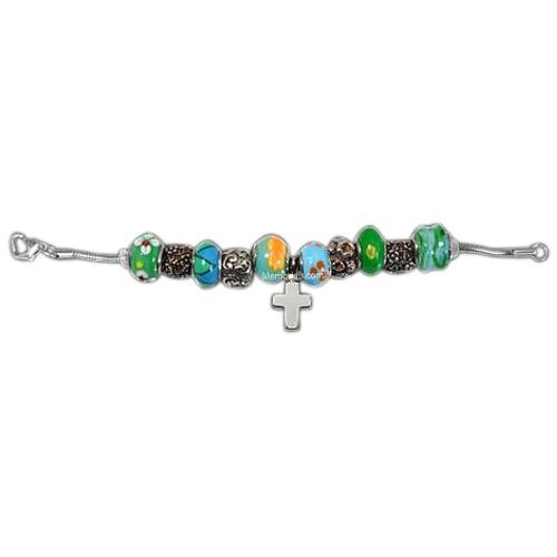 Floral Cross Cremation Bracelet