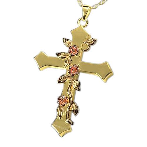 Floral Cross Cremation Pendant IV