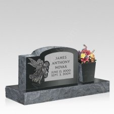 Flower Angel Upright Cemetery Headstone
