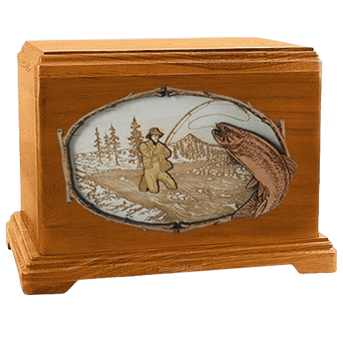 Fly Fishing Mahogany Hampton Cremation Urn