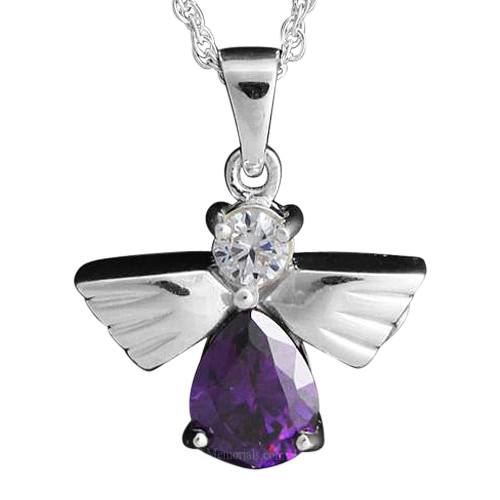 Flying Angel Amethyst Cremation Pendant