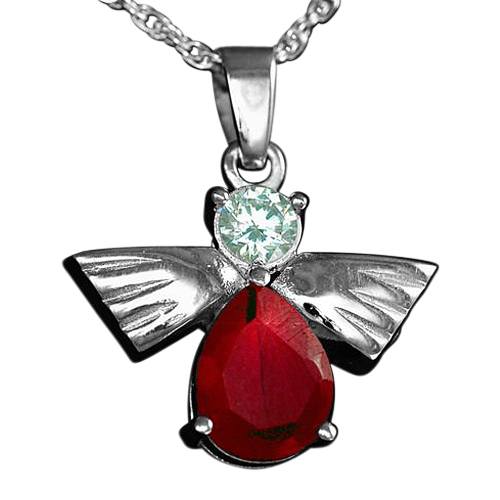 Flying Angel Ruby Cremation Pendant III