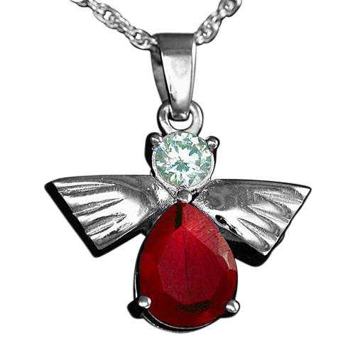 Flying Angel Ruby Cremation Pendant