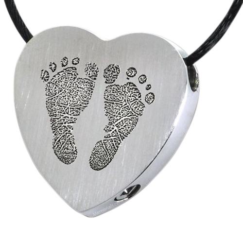 Foot Prints Stainless Cremation Keepsake